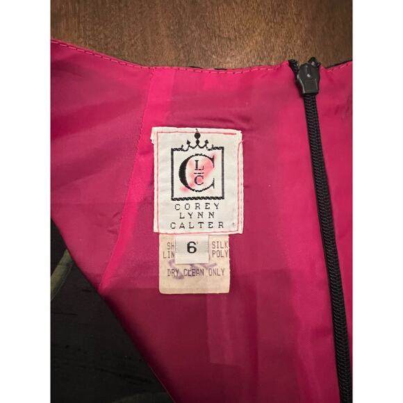 VINTAGE Corey Lynn Calter Women’s Silk Sleeveless Painted Floral Sheath Dress 6 - Picture 4 of 9